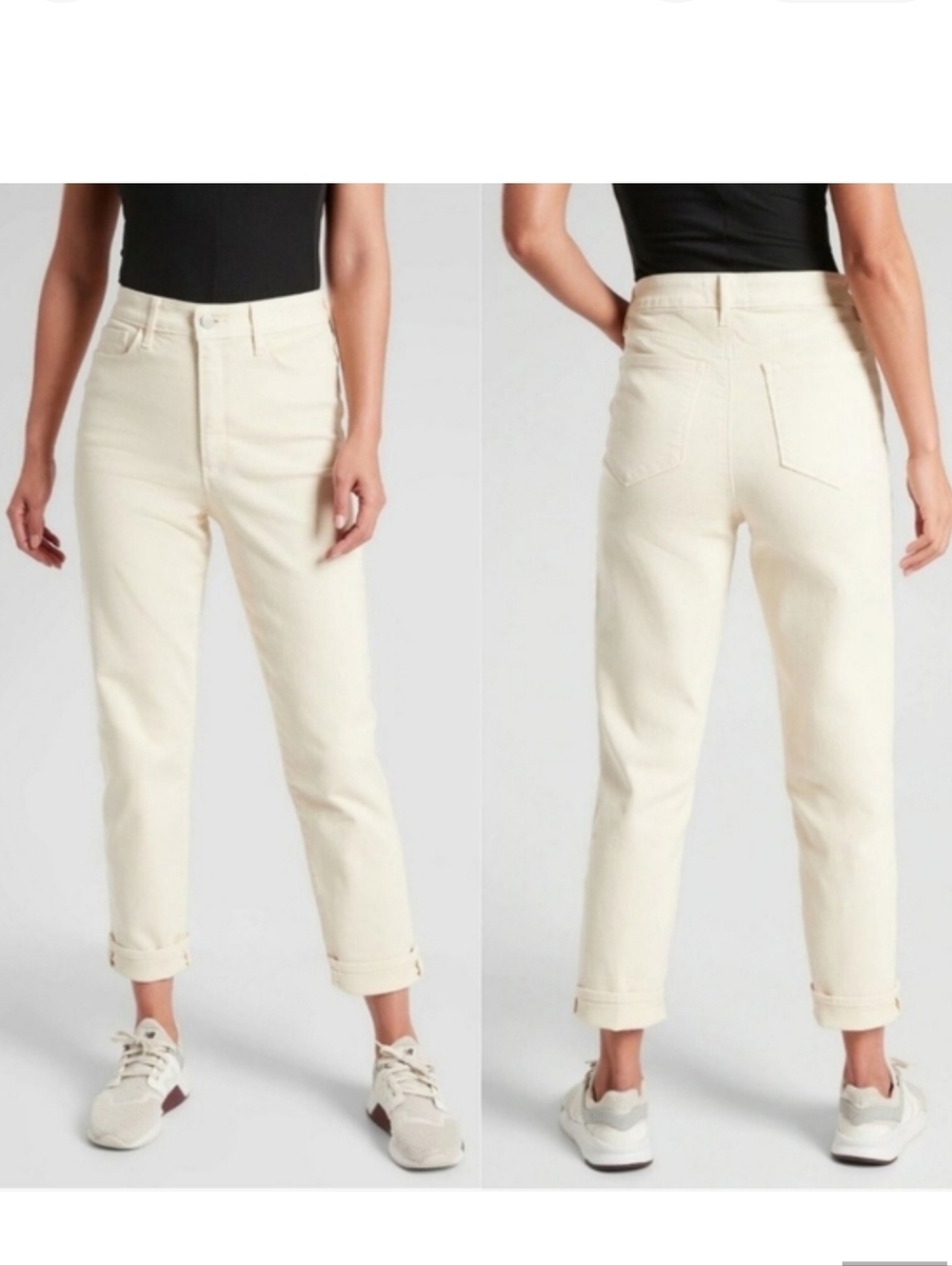Athleta Sculptek Cream Straight-Leg Ankle Jeans Size 14T